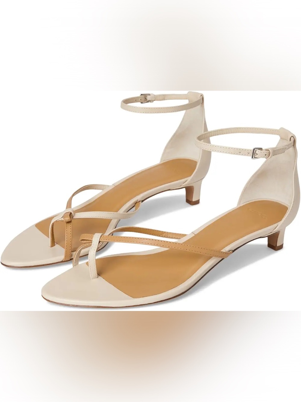 Vince Beige Cream Ankle-Strap Toe-Loop Sandals